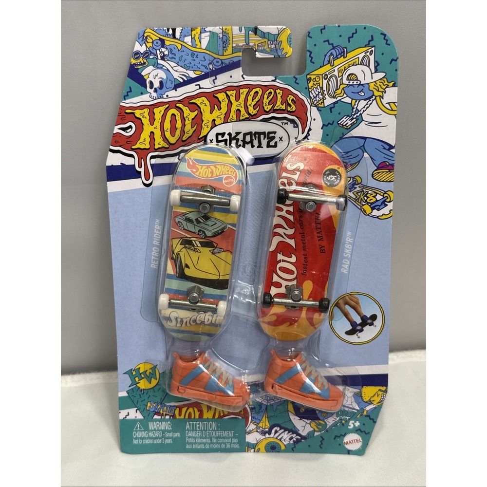 Hot Wheels Skate Retro Rider Rad Sk8’r Finger Boards With Shoe Figures 2024